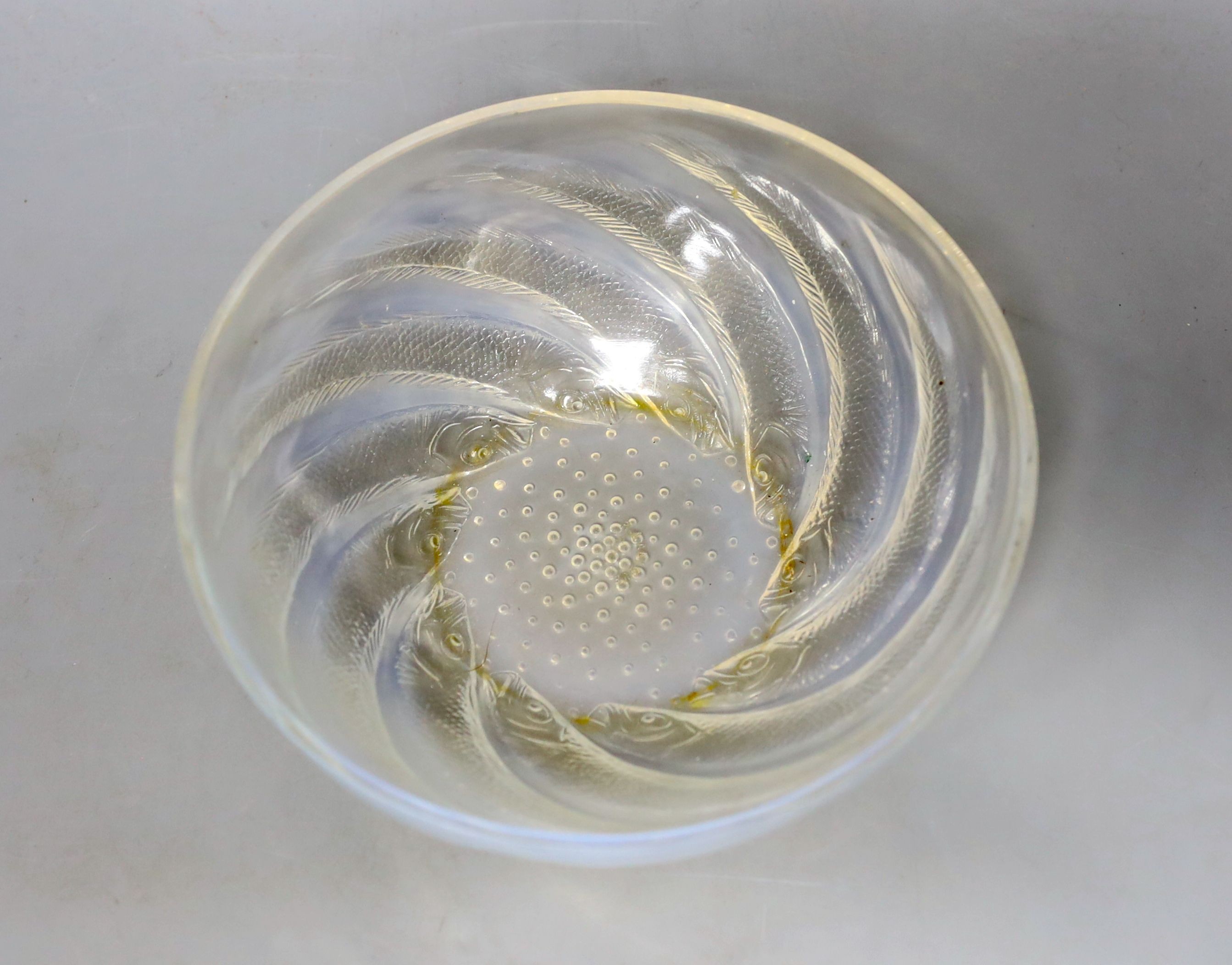 A R. Lalique ‘Poissons' bowl, no.3212, 21 cms diameter.